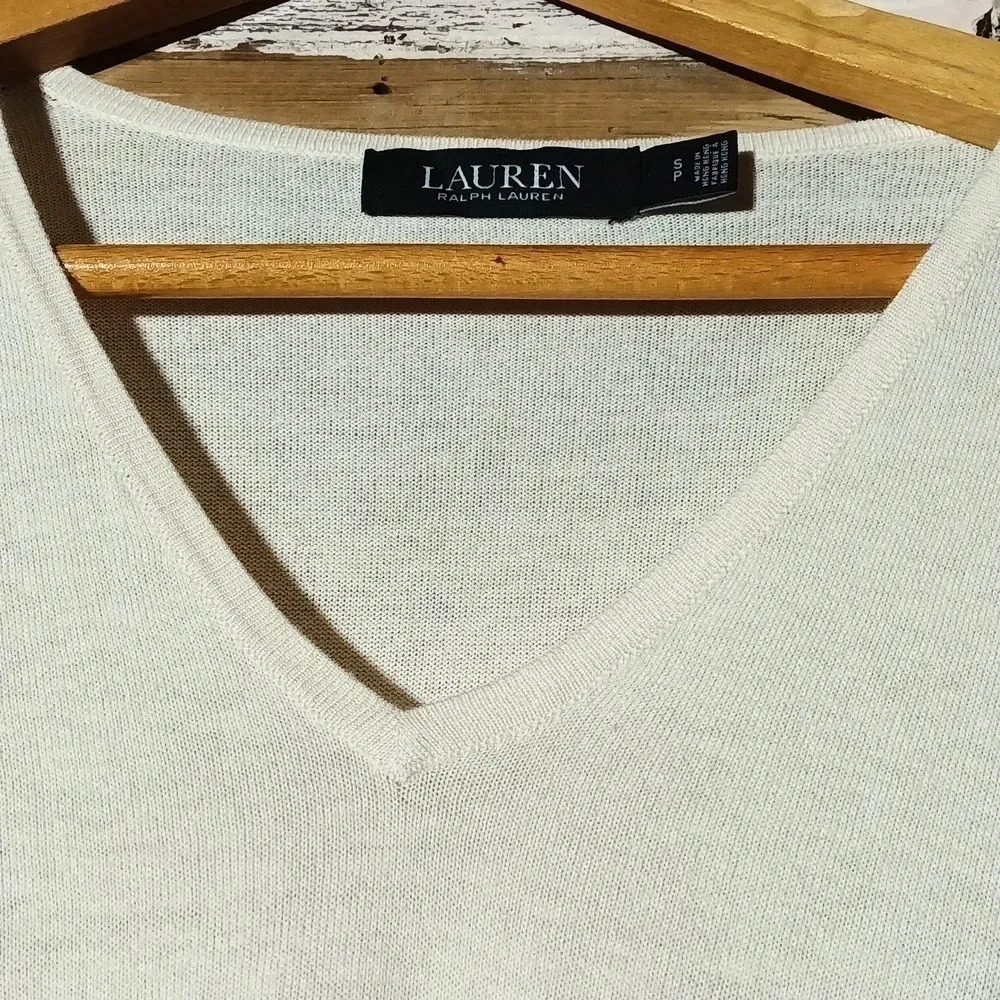 Lauren Ralph Lauren pullover decorative crest engraved buttons ruffle trim sz sp - Picture 3 of 9